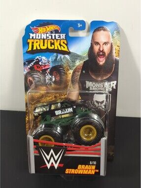 Hot Wheels Monster Trucks WWE Wrestling Braun Strowman 8/10 Camo Giant Wheels